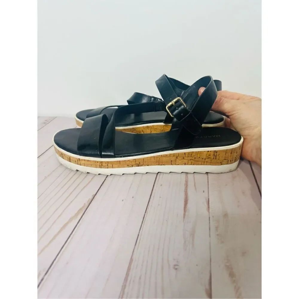 Marc Fisher Black Leather Strappy Sandals